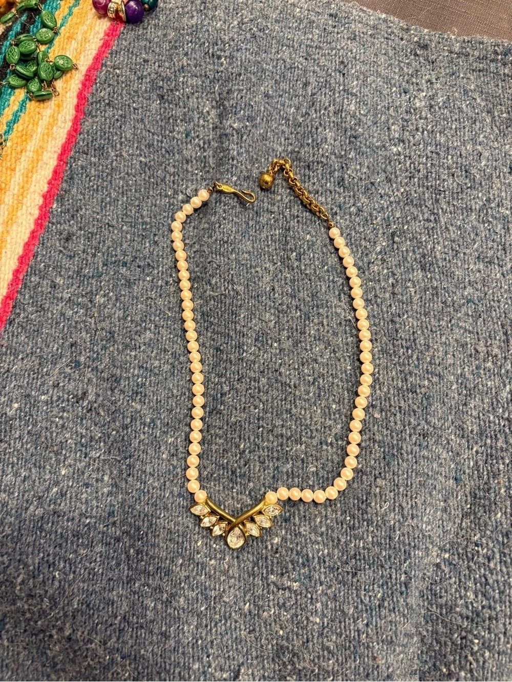 Napier Gold-Tone Beaded Pendant Necklace